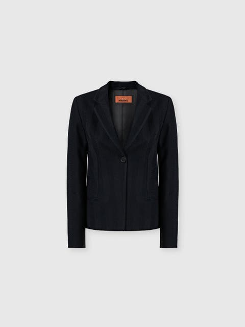 Single-breasted Blazer In Cotton And Viscose Tone-on-tone Zig Zag