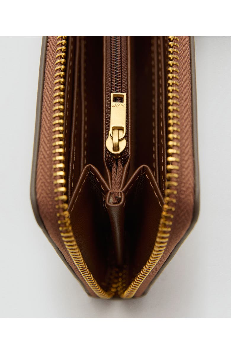 MANGO Large Logo Jacquard Zip Wallet, Alternate, color, Chocolate