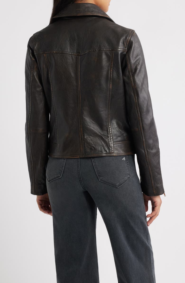 Sam Edelman Leather Moto Jacket, Alternate, color, Dark Brown