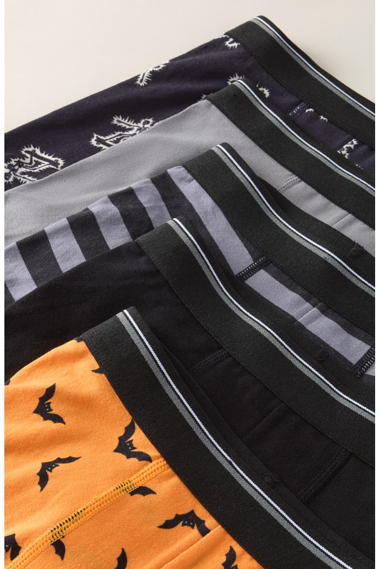 Kids' Assorted 5-Pack Stretch Cotton Boxer Briefs, Alternate, color, ORANGE-BLACK SPOOKY PACK