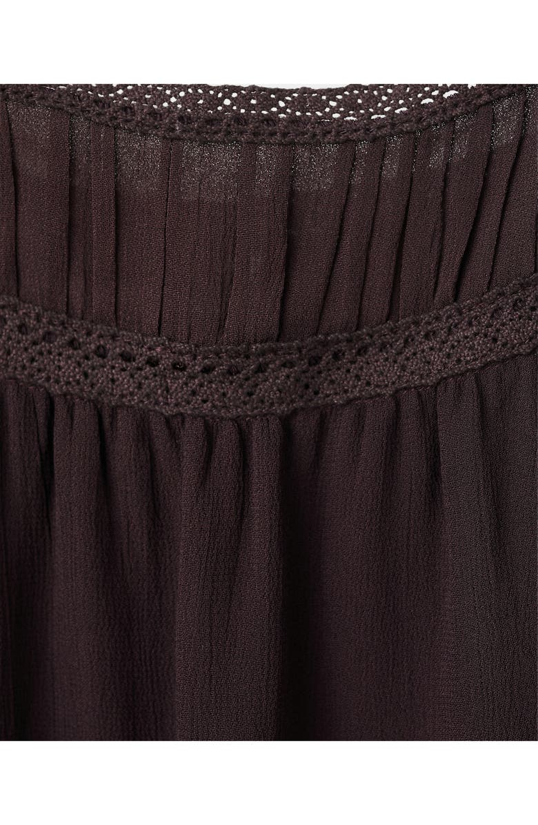 MANGO Bead Embellished Ruffle Tiered Tunic Top, Alternate, color, Brown