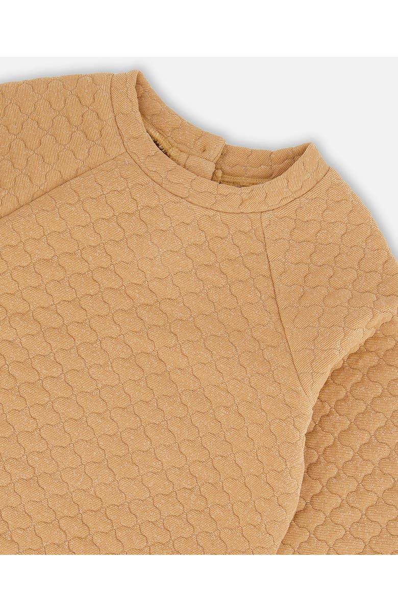 Deux par Deux Girl's Long Sleeve Shiny Quilted Dress With Pocket Golden Brown, Alternate, color, 