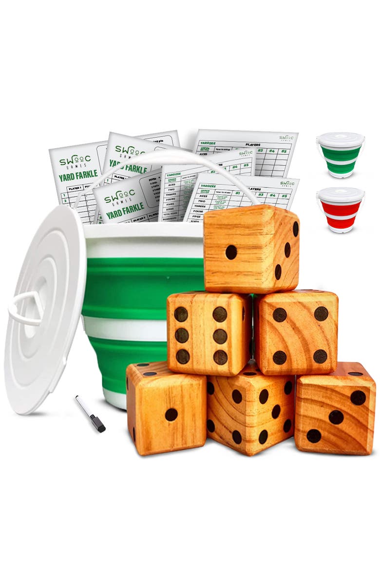 Swooc Games Yardzee & Yard Farkle Giant Dice, Main, color, Green
