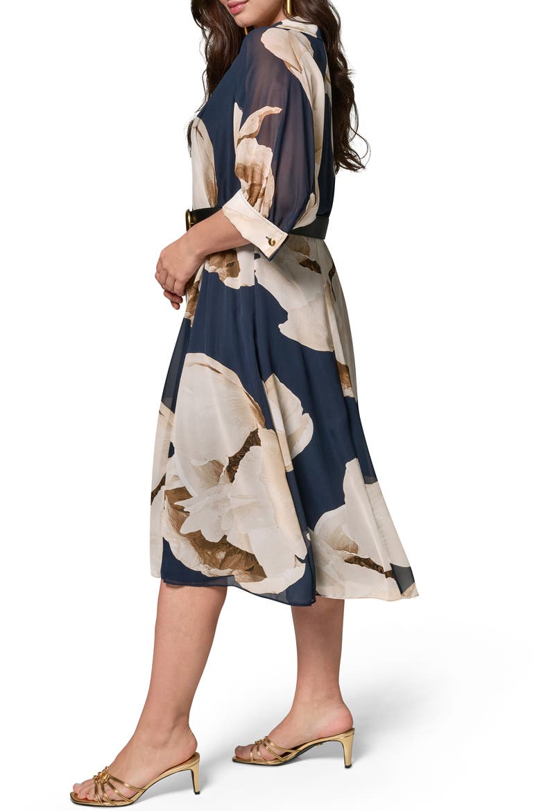 Floral Print Chiffon Midi Shirtdress, Alternate, color, NIGHT SKY