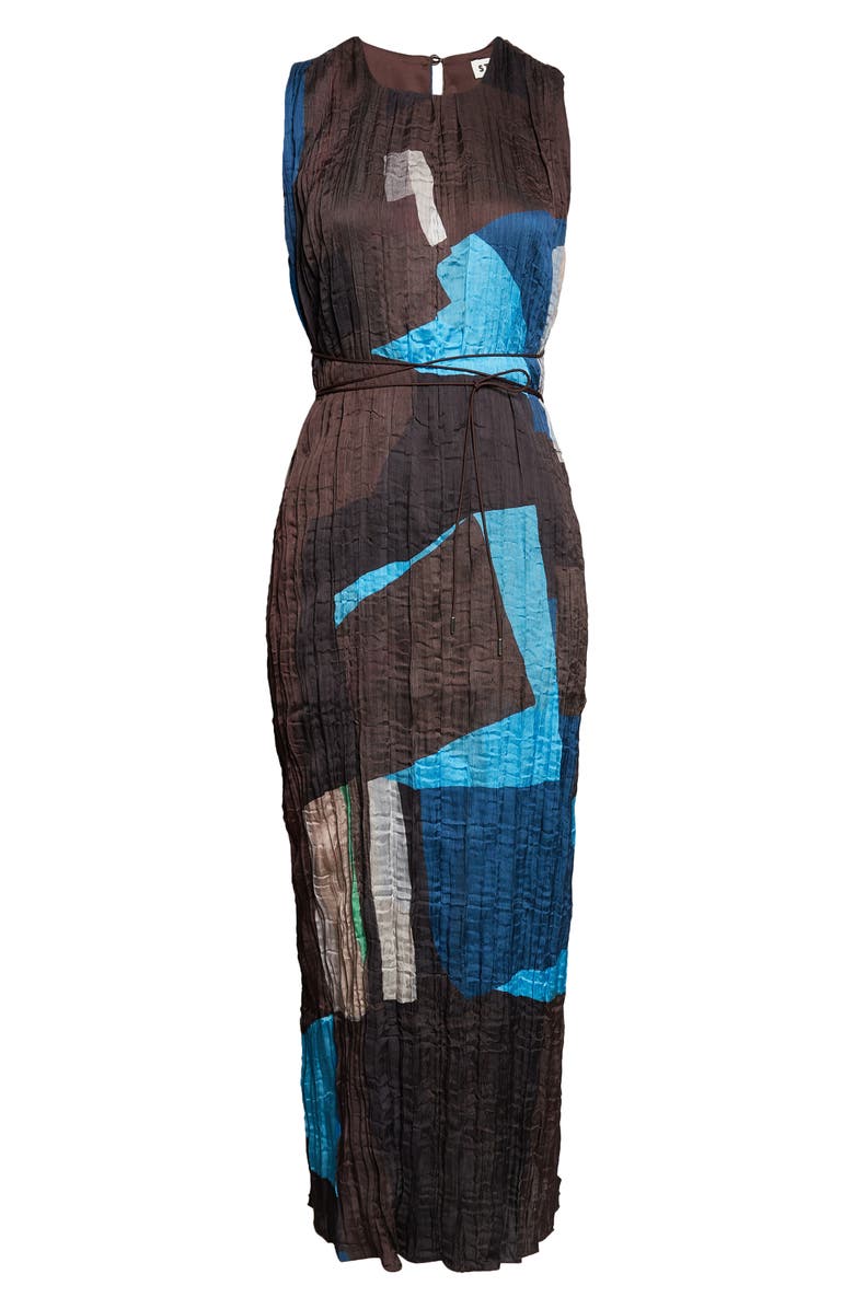 STAUD Mizu Sleeveless Colorblock Dress, Alternate, color, Blue Prism