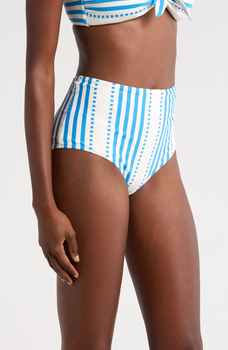 lemlem Elsi High Waist Bikini Bottoms, Alternate, color, Eshe Blue