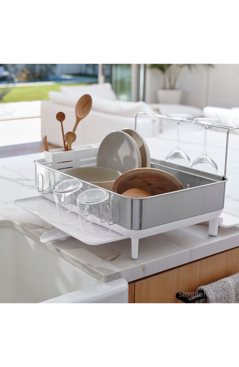 simplehuman Steel Frame Dish Rack, Alternate, color,