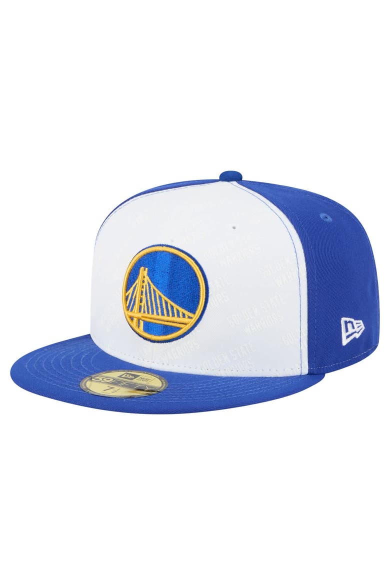 Men's New Era  White/Royal Golden State Warriors Repeat 59Fifty Fitted Hat, Main, color, White