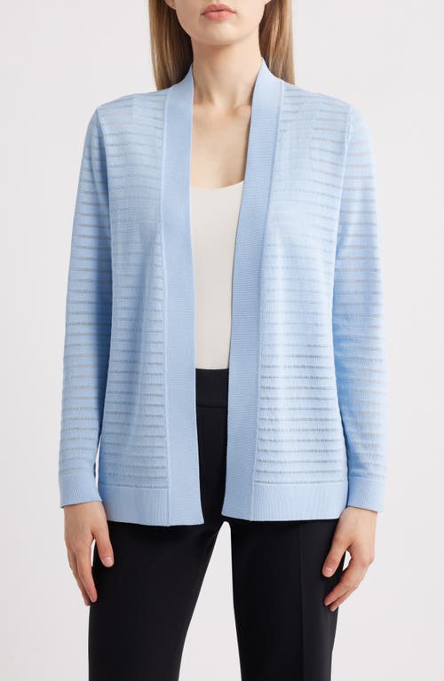 Anne Klein Sheer Stripe Cardigan In Surf Blue
