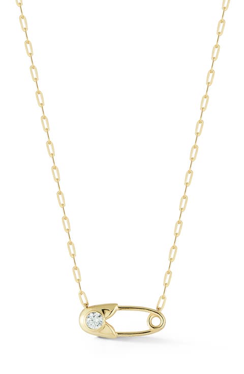 14K Gold Plated Silver Pin Necklace