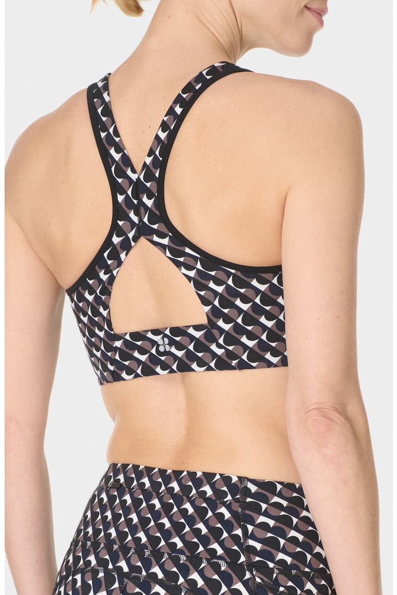 Power Geo Print Side Stripe Sports Bra, Alternate, color, BLACK BAUHAUS PRINT