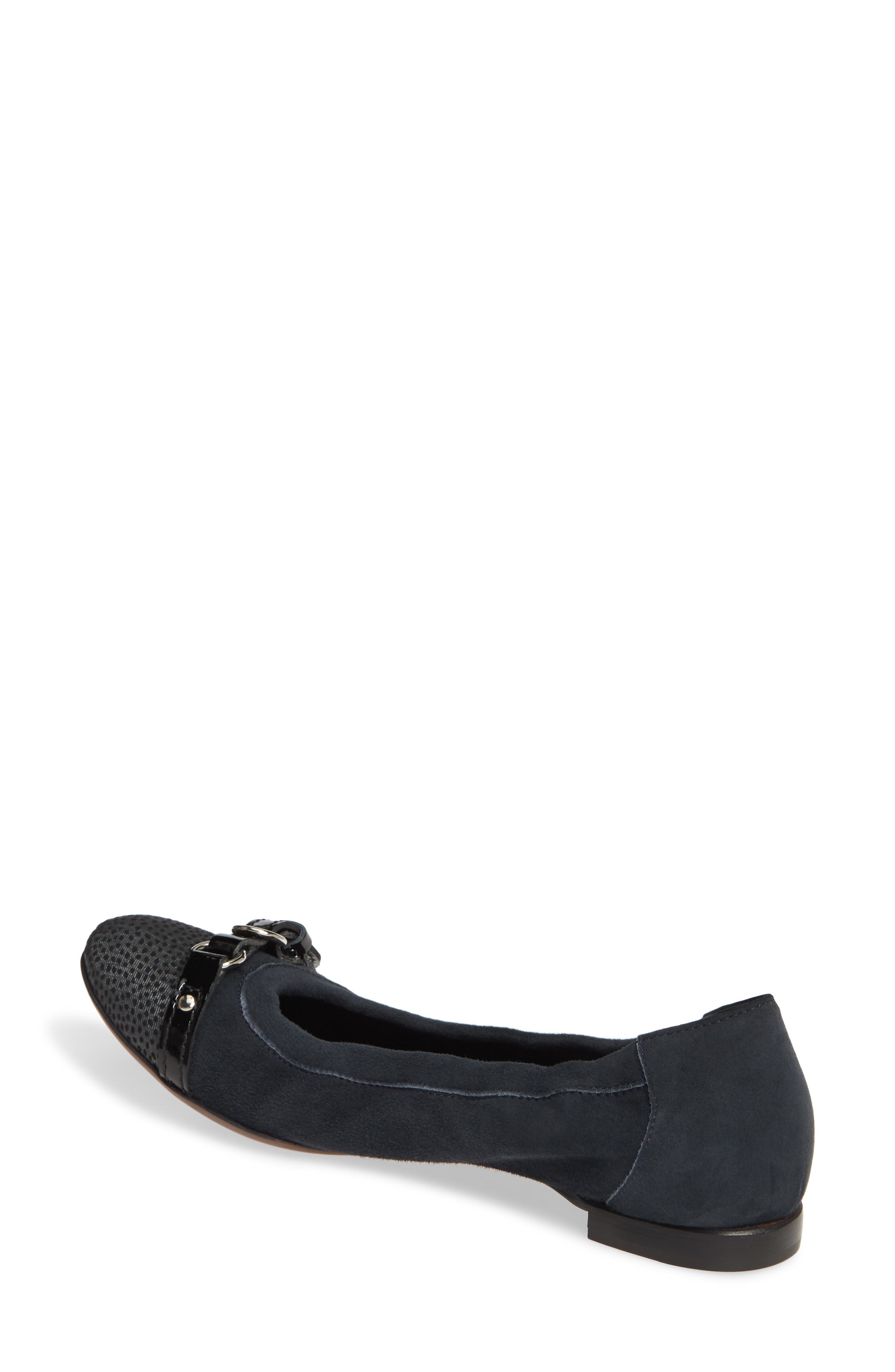 Monika Cap Toe Ballet Flat, Alternate, color, GREY SUEDE/ GREY MINI LEOPARD