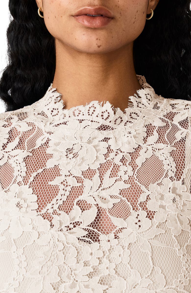 Steve Madden Selinna Lace Long Sleeve Minidress, Alternate, color, Cloud Dancer