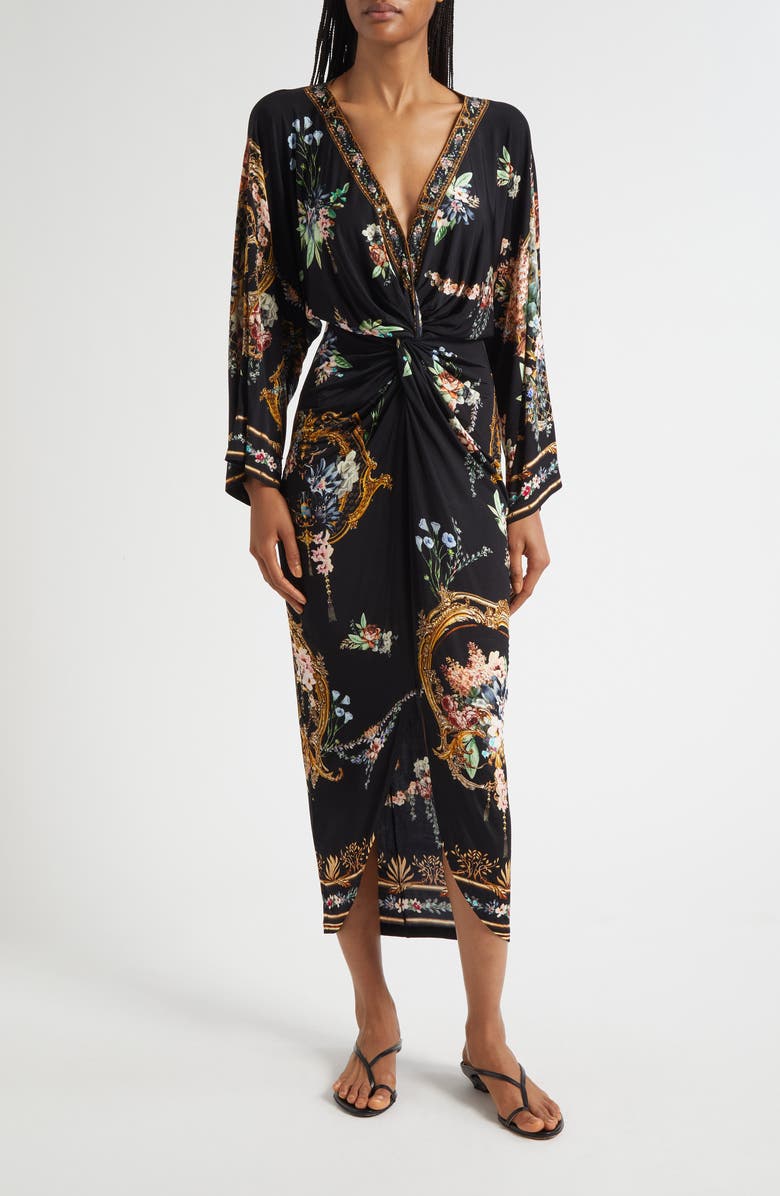 Camilla Noble Endeavors Twist Front Long Sleeve Jersey Dress, Main, color, Noble Endeavors