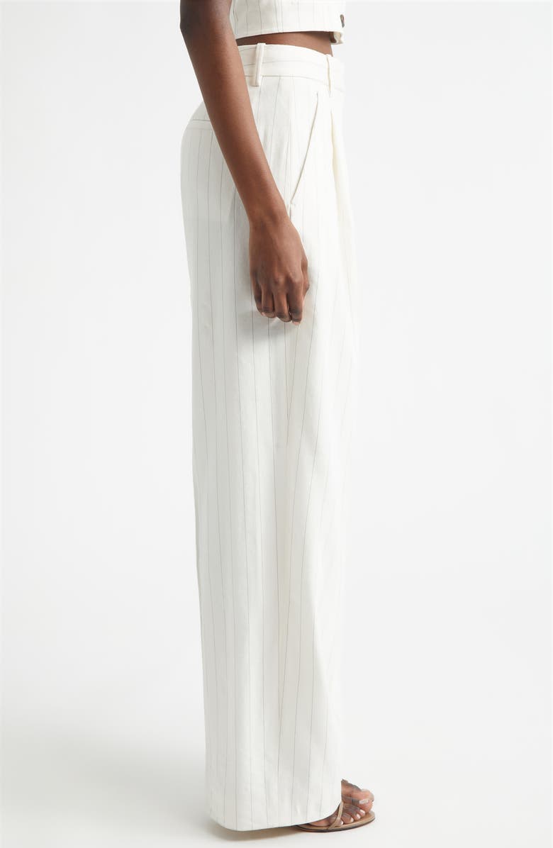 A.L.C. Winston Linen Blend Pinstripe Pants, Alternate, color, Pearl/ Brown