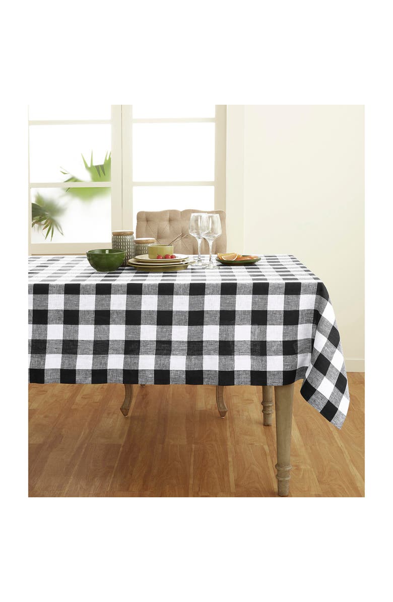Solino Home Linen Tablecloth - Buffalo Check, Main, color, Black And White