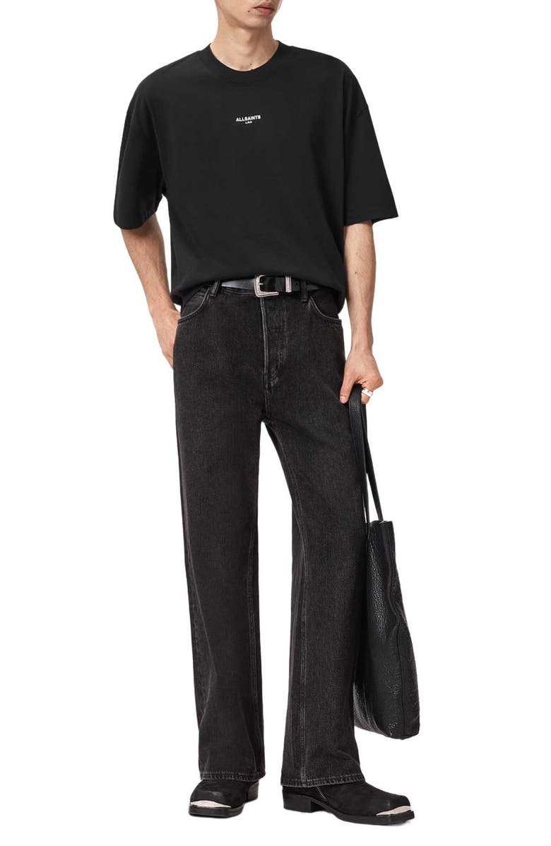 AllSaints Mikro Oversize Cotton Graphic T-Shirt, Alternate, color, Washed Black