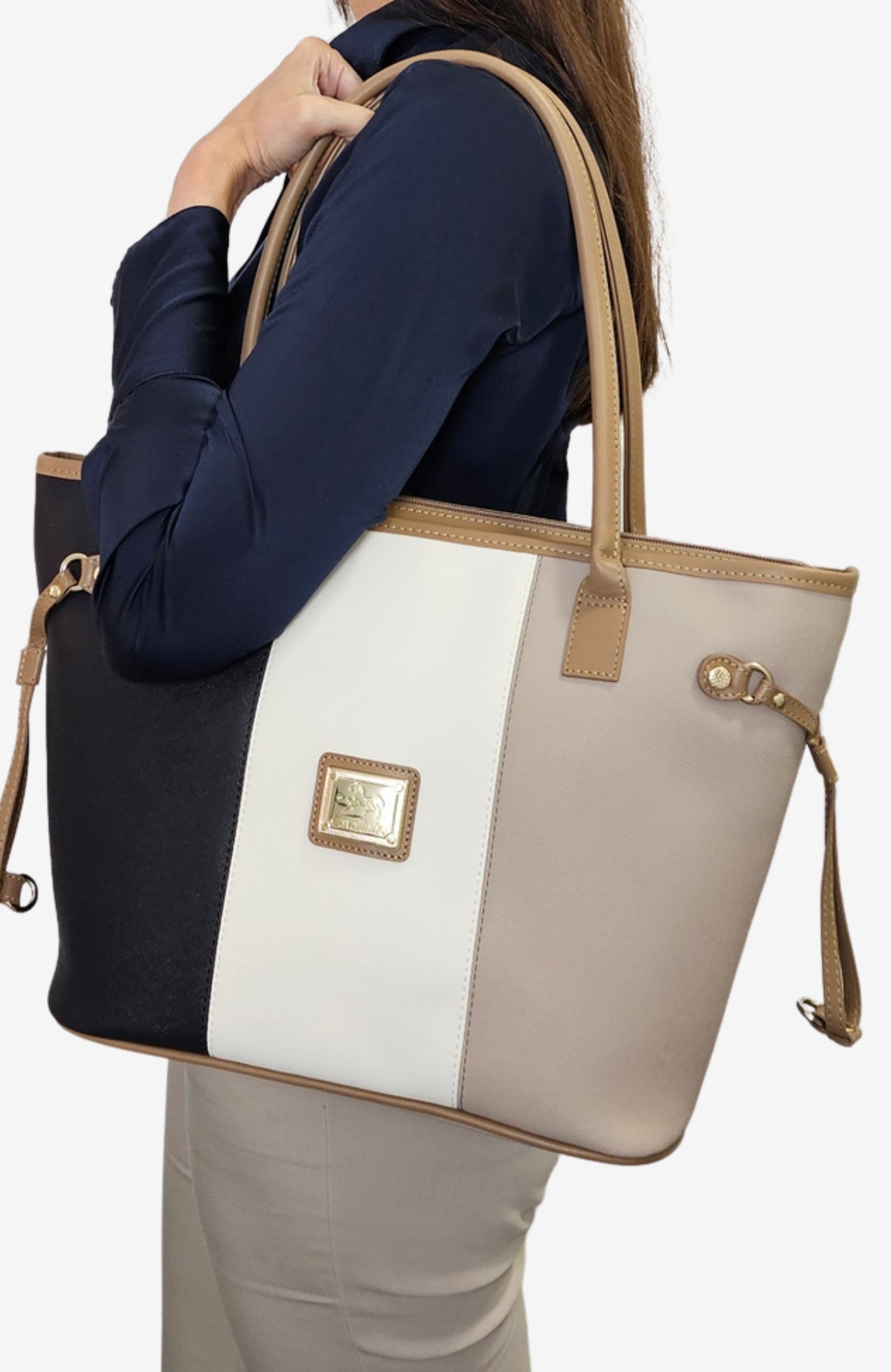 Allegro 520 Tote Bag, Alternate, color, Beige / White / Navy