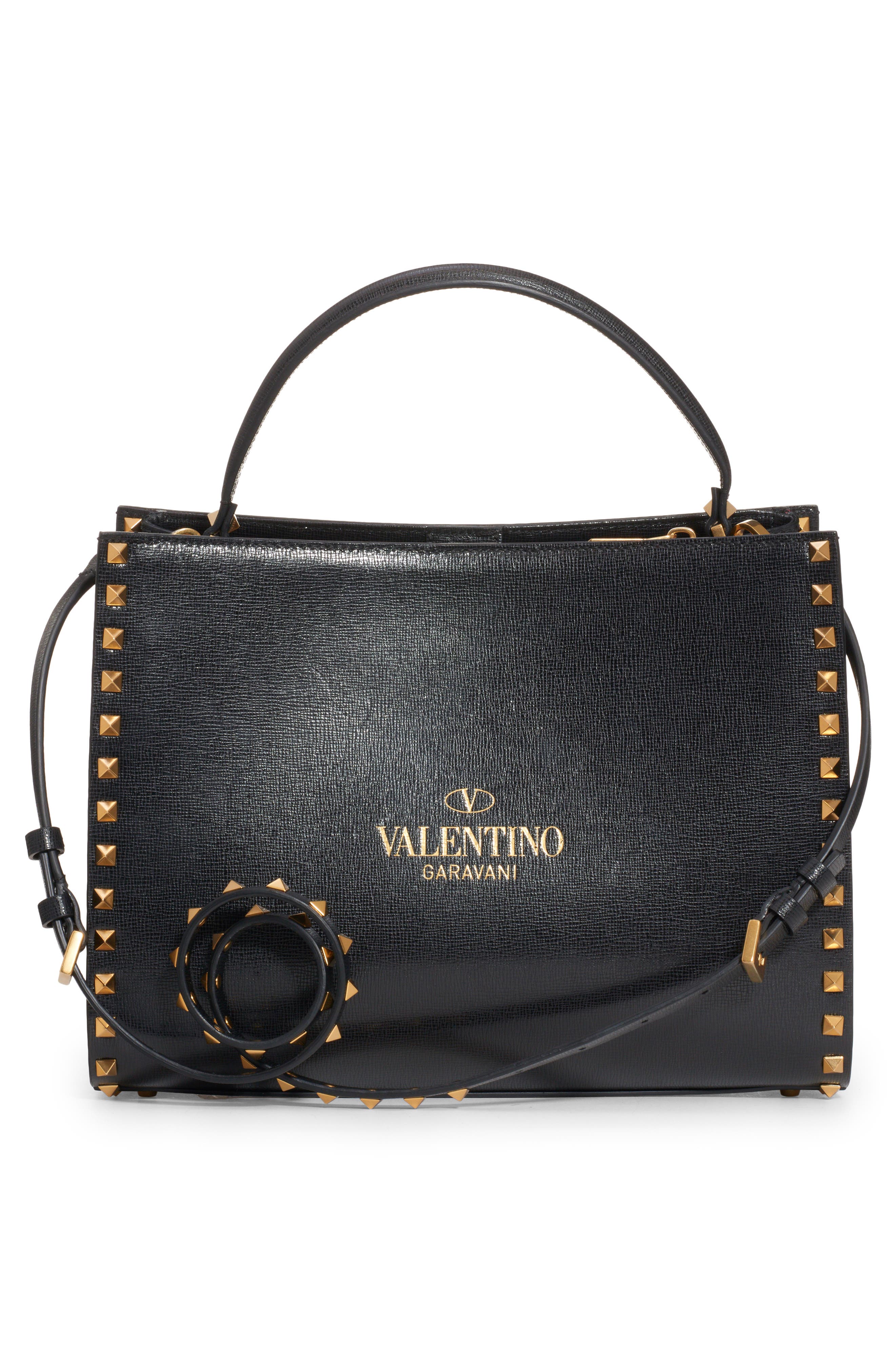 Valentino Garavani Medium Alcove Rockstud Leather Satchel, Alternate, color, 
