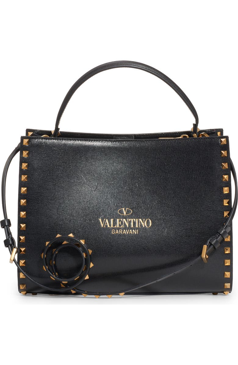 Valentino Garavani Medium Alcove Rockstud Leather Satchel, Alternate, color,