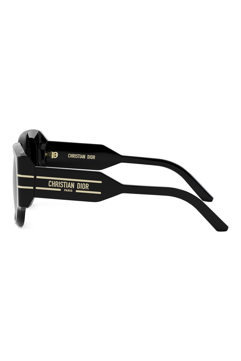 'DiorSignature R2I 53mm Butterfly Sunglasses, Alternate, color, SHINY BLACK / GRADIENT SMOKE