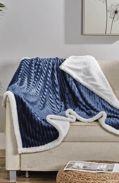 Corduroy Reversible Faux Shearling Throw Blanket