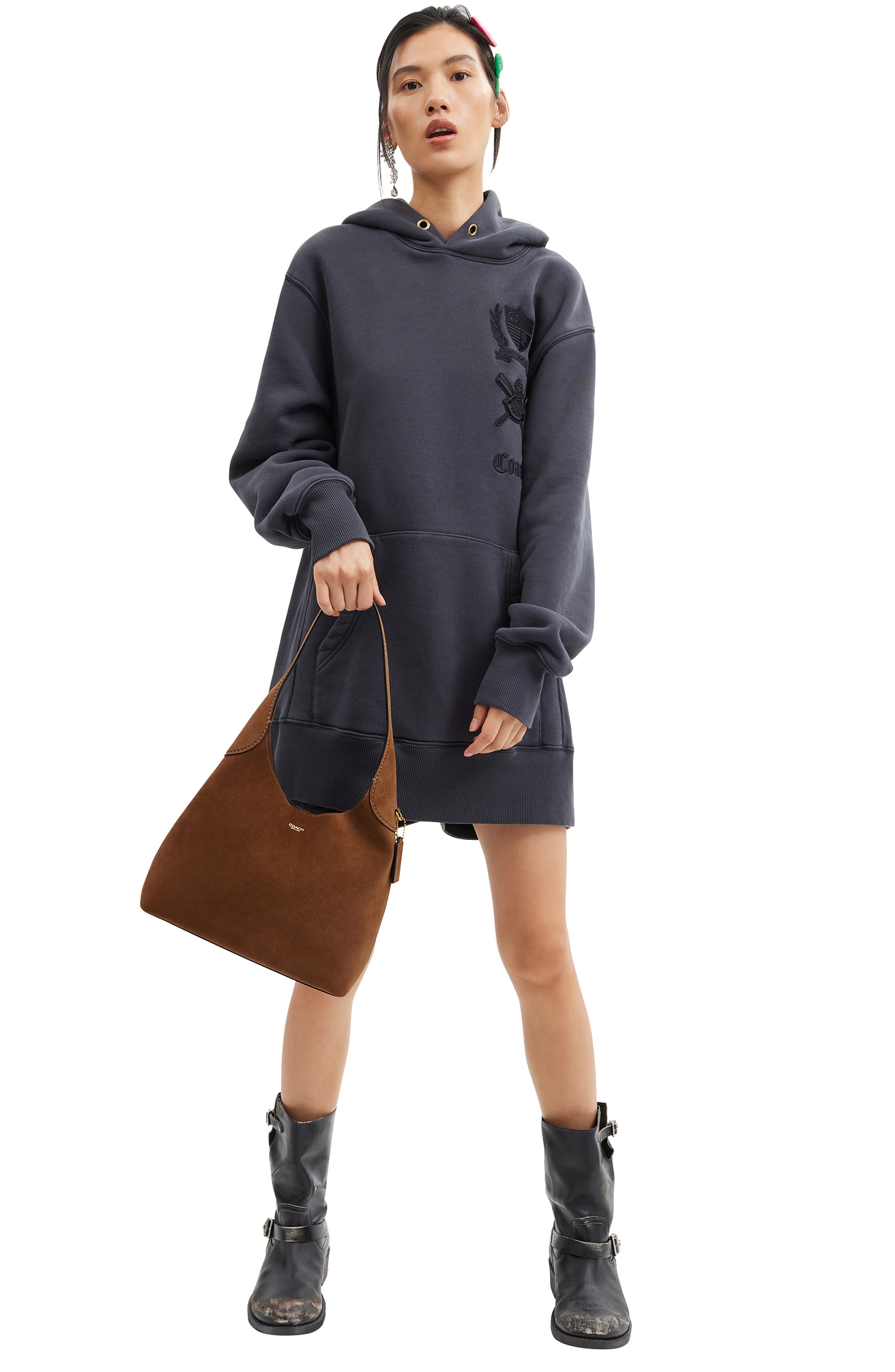 COACH Brooklyn 28 Suede Shoulder Bag, Alternate, color, Warm Brown