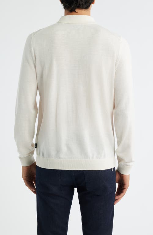 Hugo Boss Boss Lancione Wool Polo Sweater In White