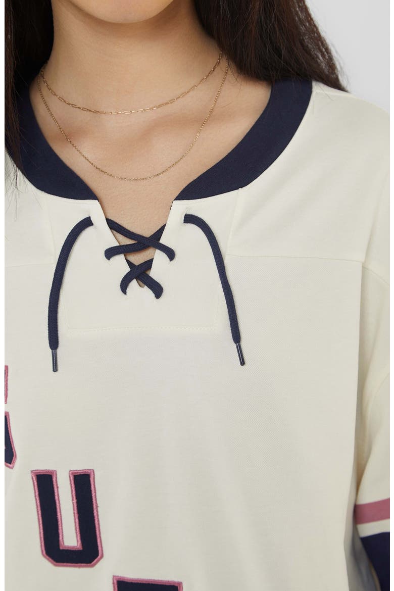 Go Hockey Jersey T-Shirt Dress, Alternate, color, SANDY SHORE MULTI