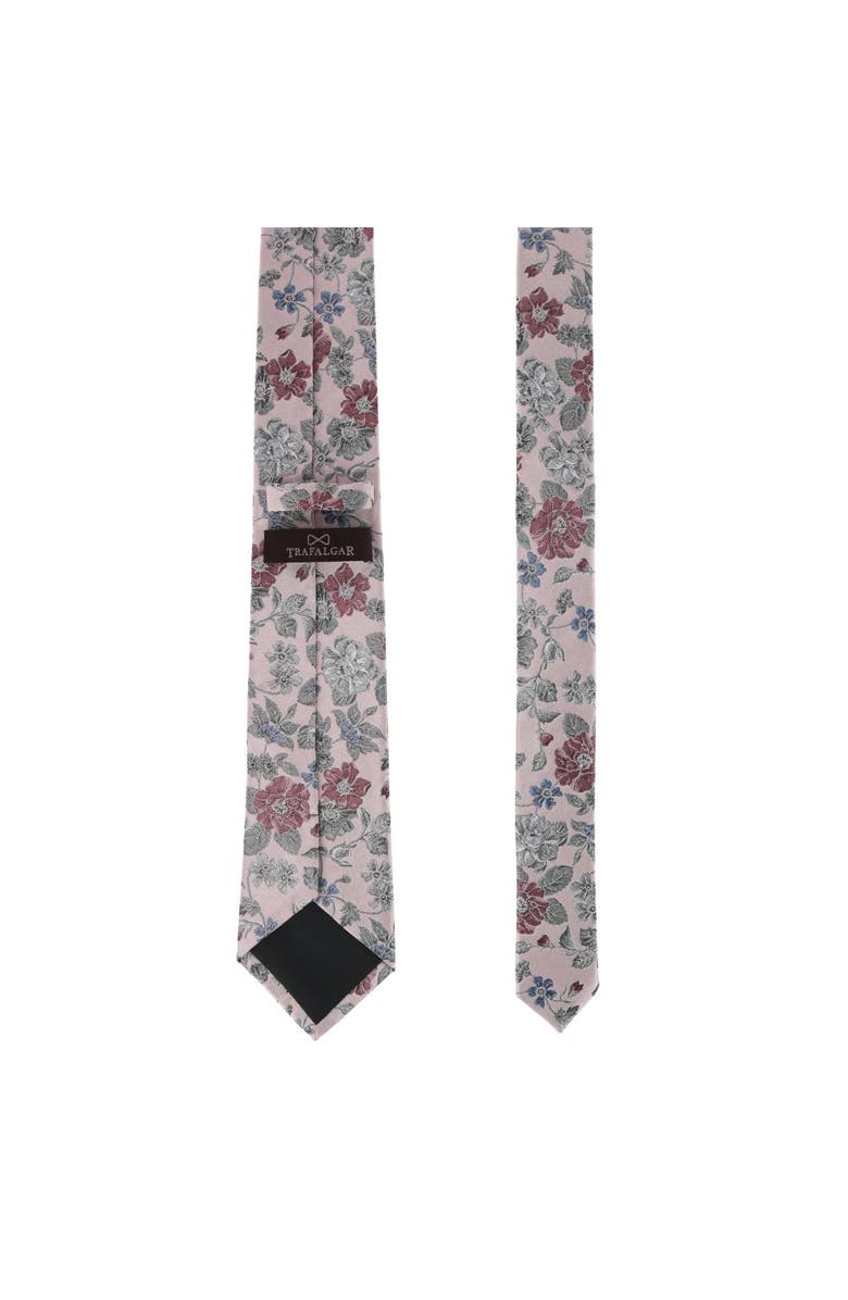 Trafalgar Nico Subtle Vine and Flower Patterned Silk Necktie, Alternate, color, Pale Pink With Grey