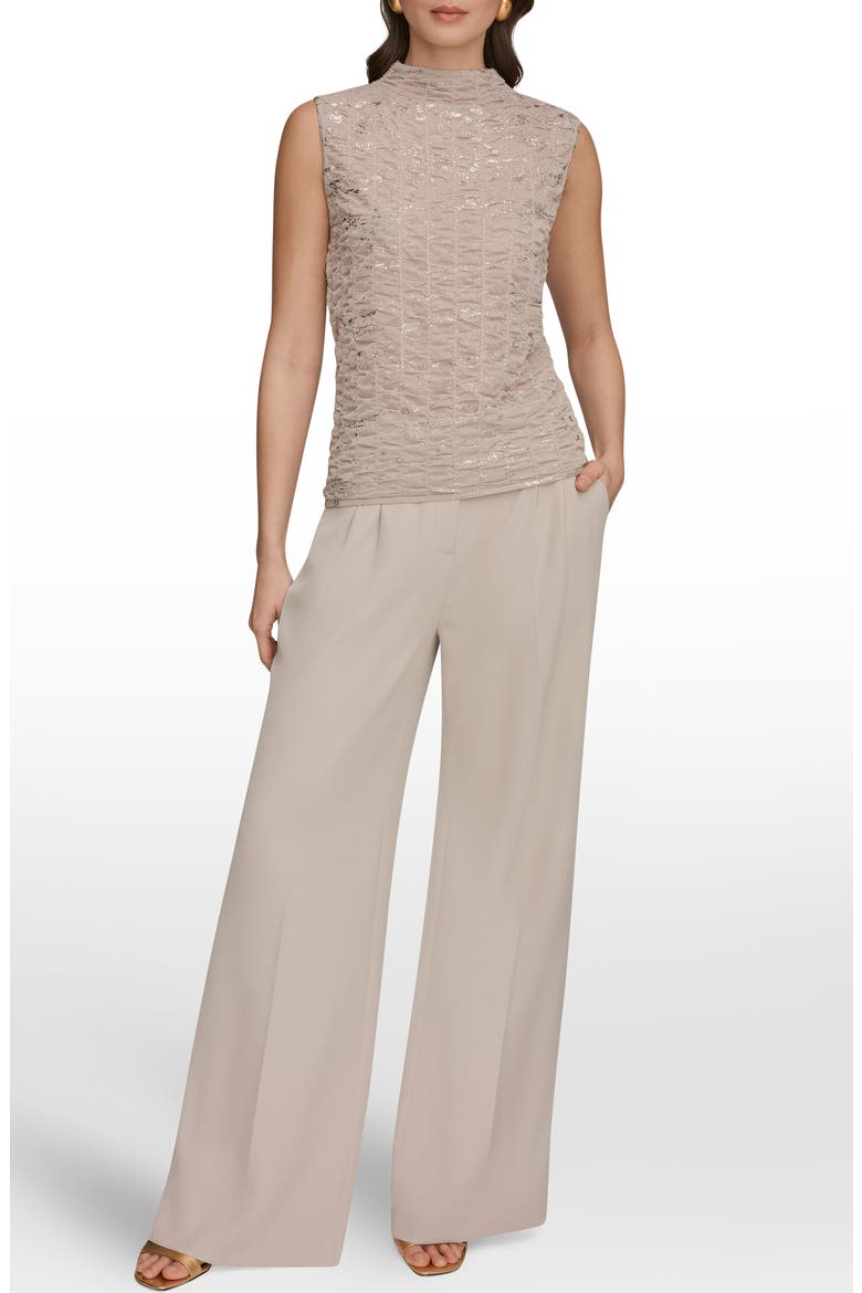 Foil Print Sleeveless Funnel Neck Top, Alternate, color, TUSCAN GREY/ GOLD
