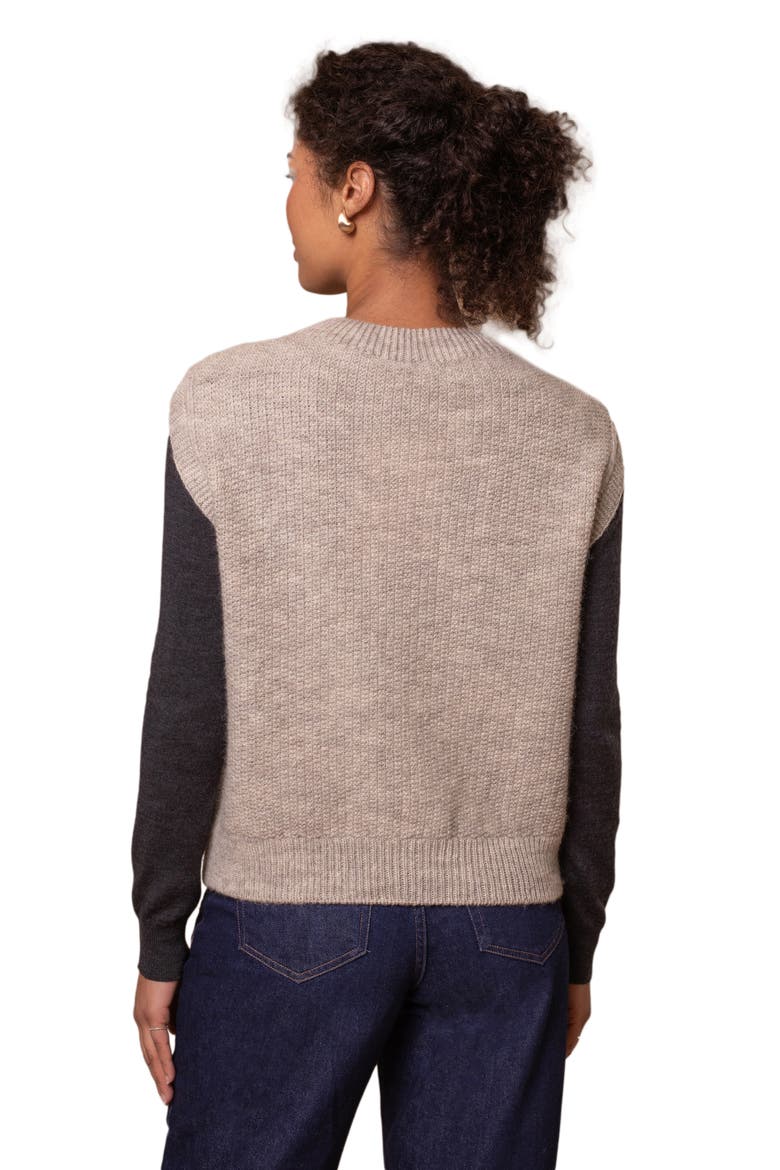 British Wool Crew Neck Knitted Vest, Alternate, color, Undyed Taupe