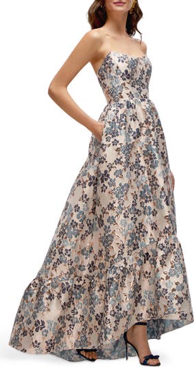 Floral Brocade High-Low Gown
