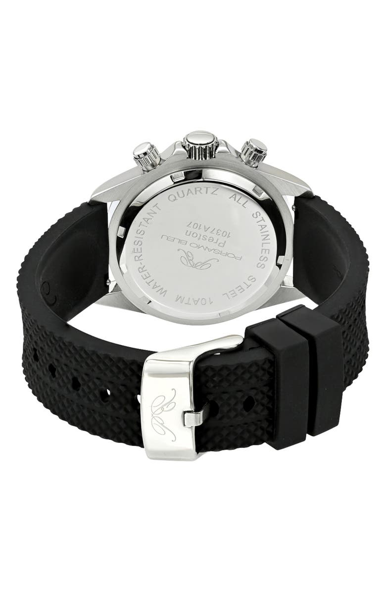 PORSAMO BLEU Preston Silicone Strap Multifunction Watch, 41mm, Alternate, color, Black