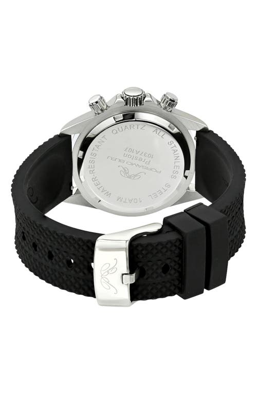 Porsamo Bleu Preston Silicone Strap Multifunction Watch, 41mm In Black