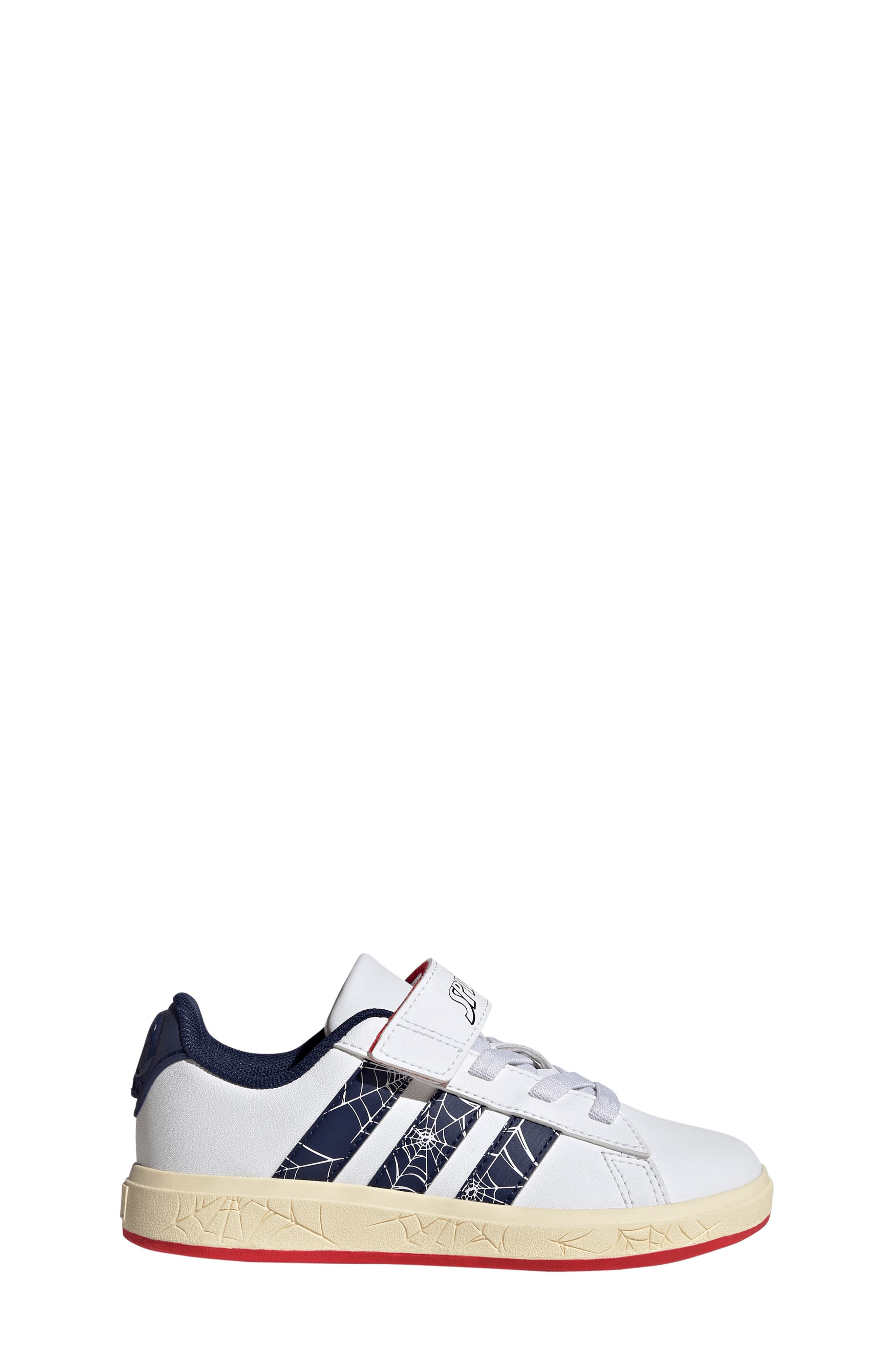 Kids' Grand Court Spider-Man Sneaker, Alternate, color, WHITE/ DARK BLUE/ VANILLA