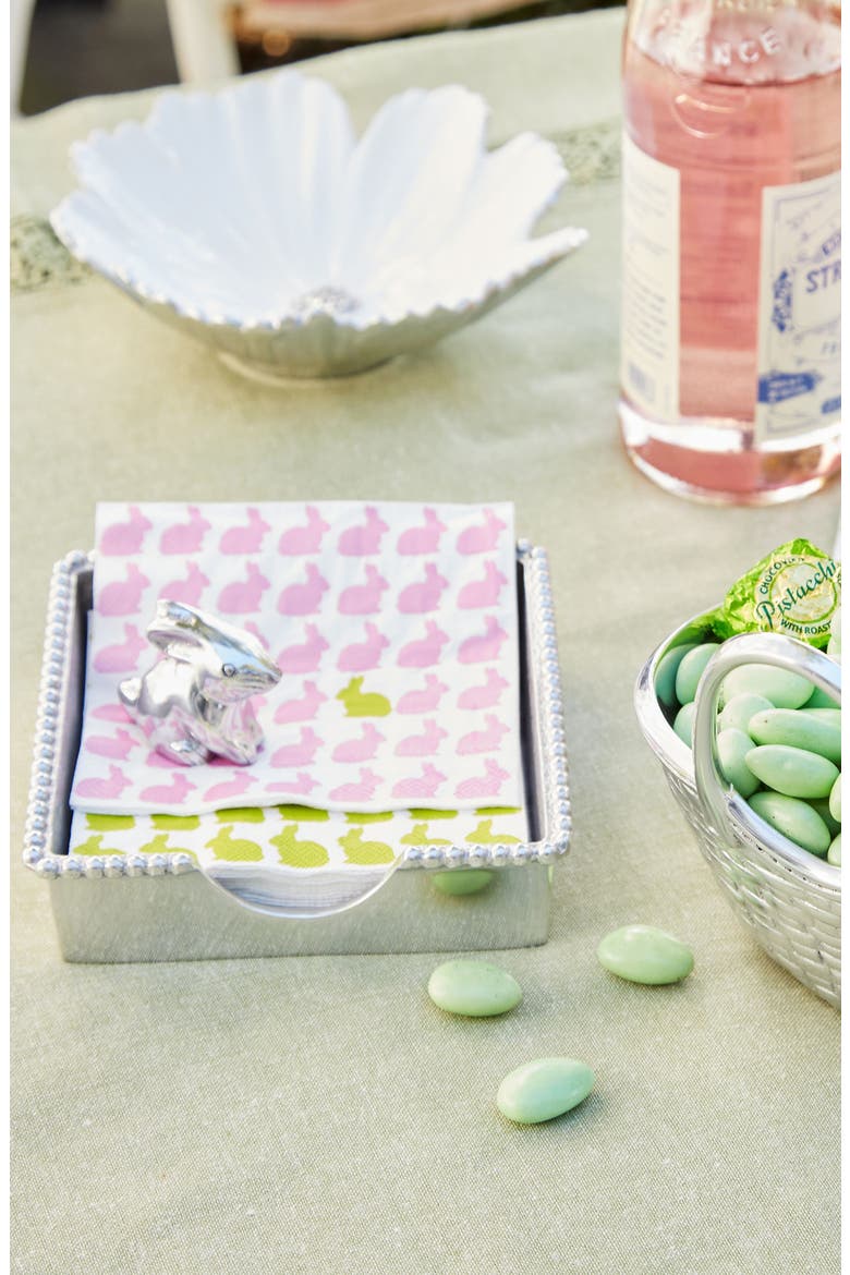 Beaded Napkin Box Set, Alternate, color, SILVER