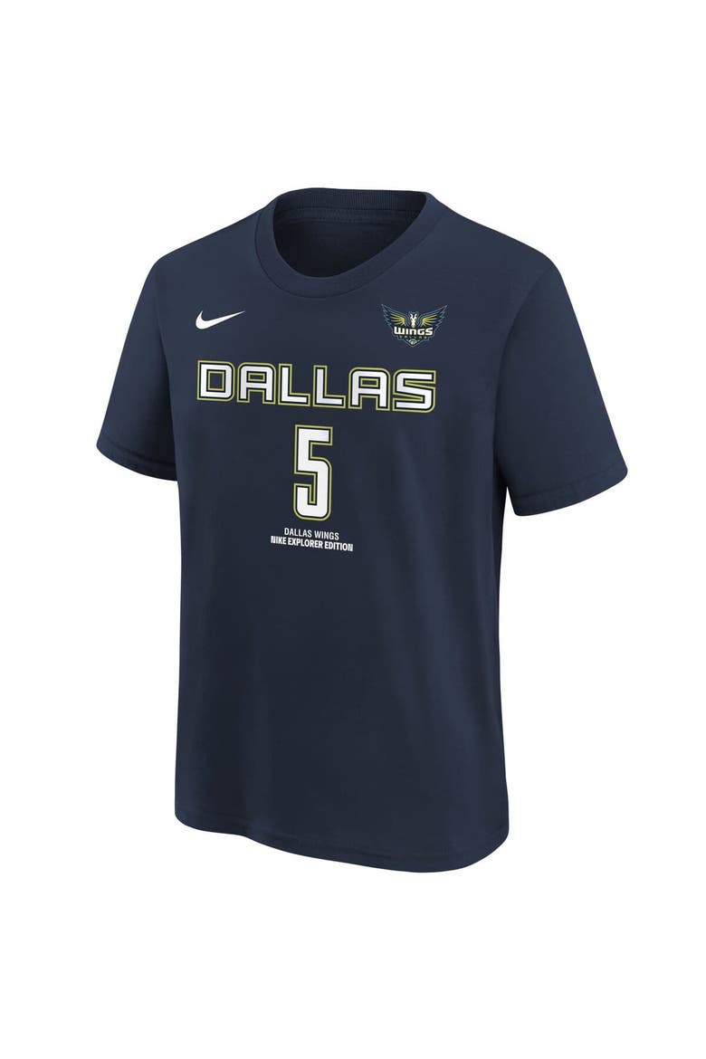 Youth Nike Paige Bueckers Navy Dallas Wings 2025 WNBA Draft Explorer Edition Name & Number T-Shirt, Alternate, color, Navy