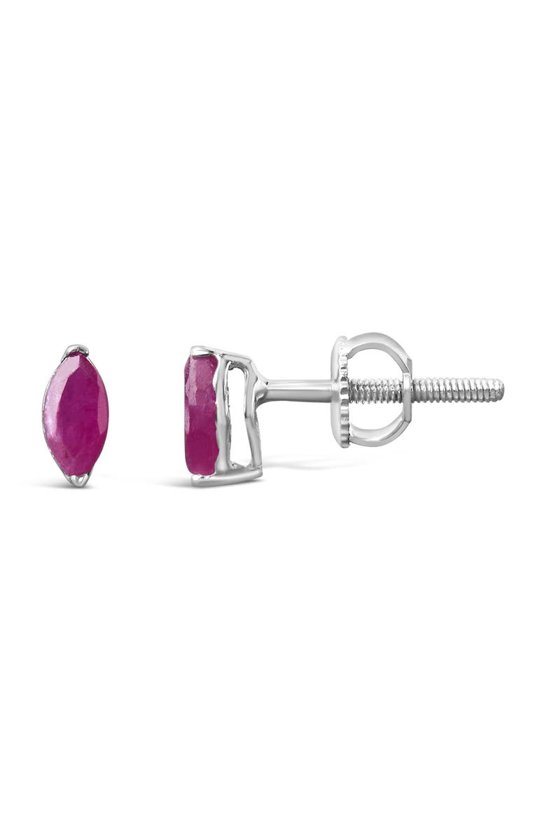 .925 Sterling Silver 1/2 Cttw Created Pink Ruby Gemstone Solitaire Stud Earrings, Alternate, color, White