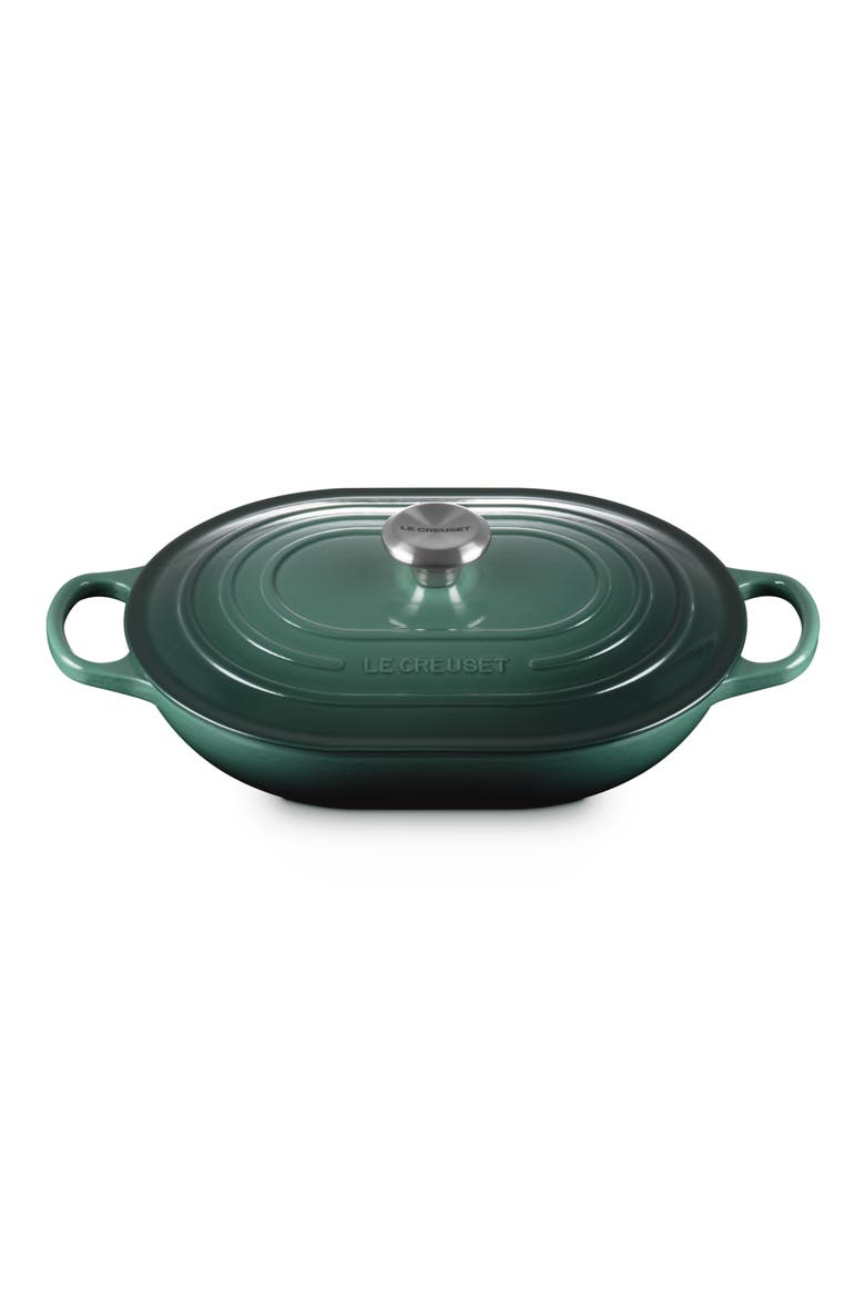3.75-Quart Oval Enameled Cast Iron Casserole, Alternate, color, ARTICHAUT