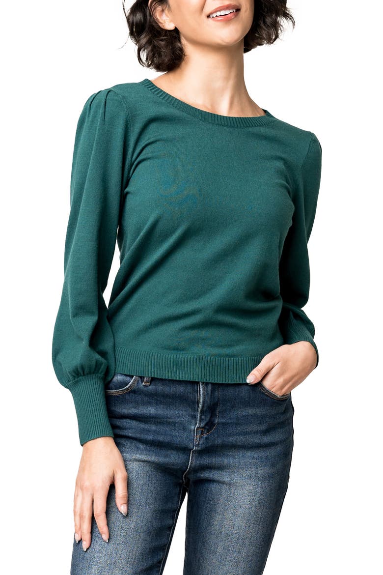 Silver Bells Blouson Sleeve Sweater, Main, color, STORM