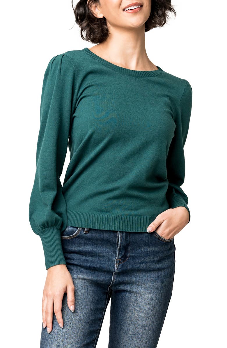 GIBSONLOOK Silver Bells Blouson Sleeve Sweater, Main, color, Storm