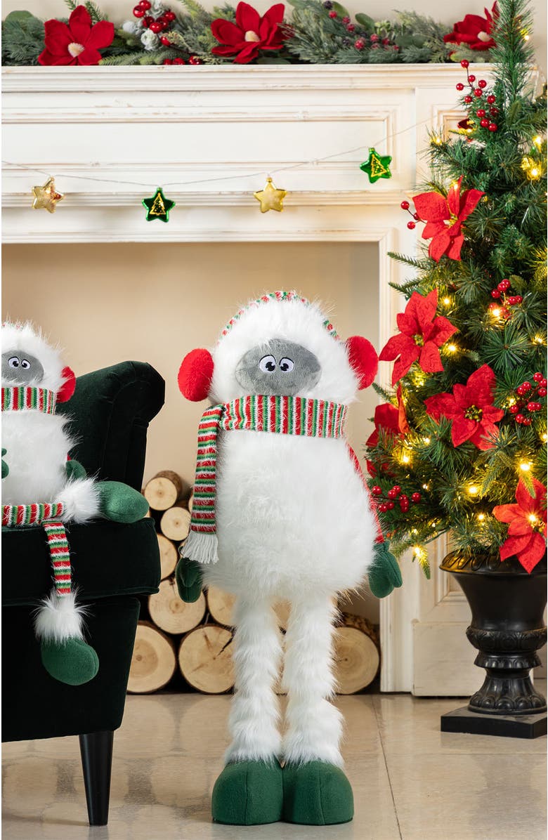 Glitzhome Christmas Fabric Yeti With Telescoping Legs, Alternate, color, 