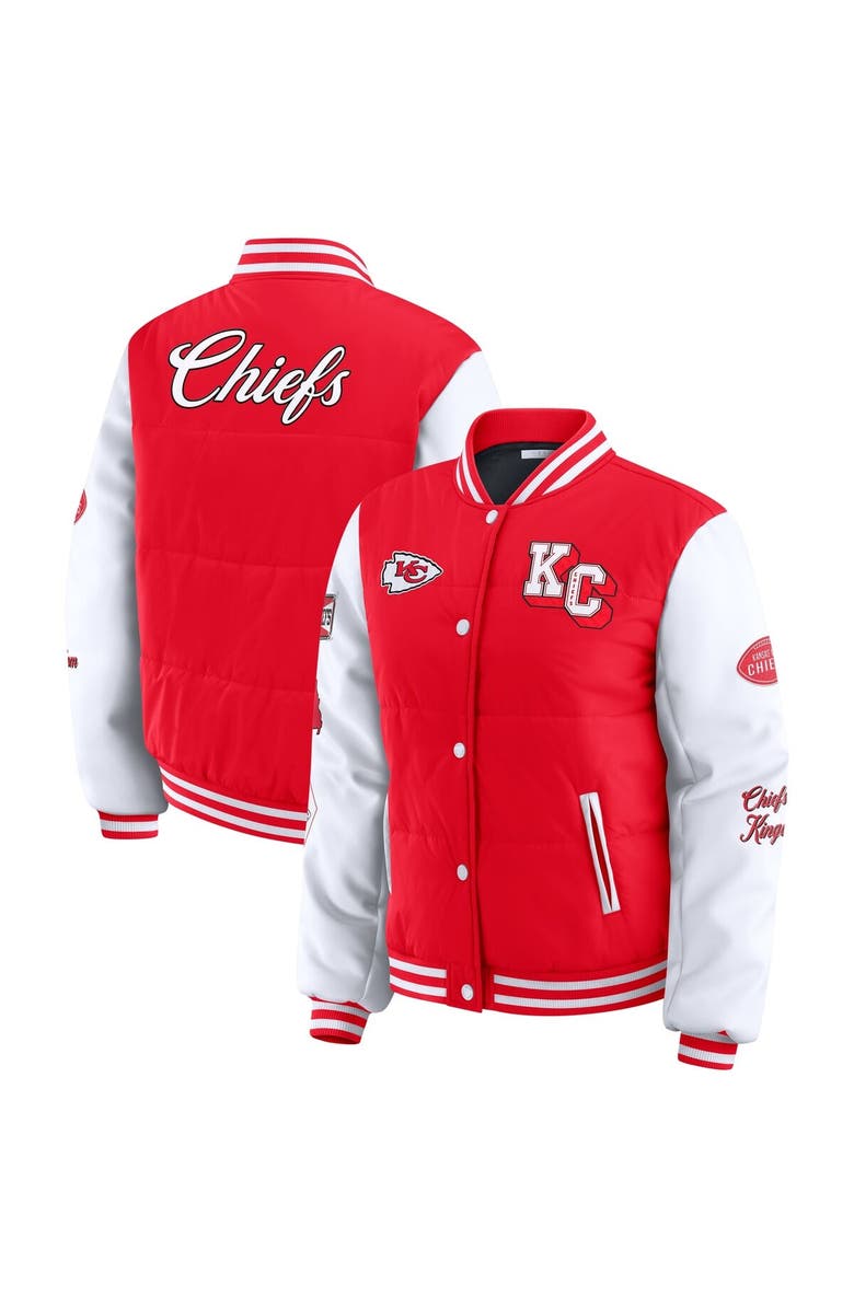 WEAR by Erin Andrews Women's WEAR by Erin Andrews Red Kansas City Chiefs Varsity Full-Snap Puffer Jacket, Main, color, Red