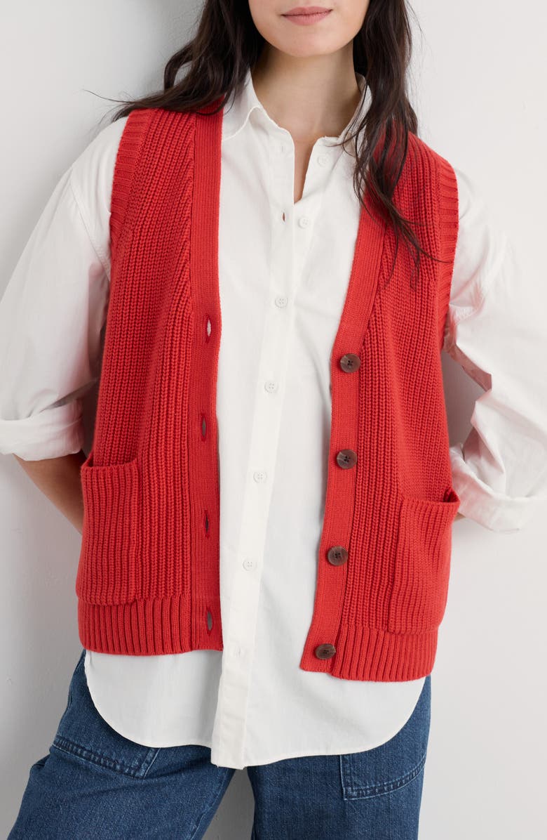 Seasalt Cornwall Swanpool Rib Sweater Vest, Main, color, Knit Melange Tomato