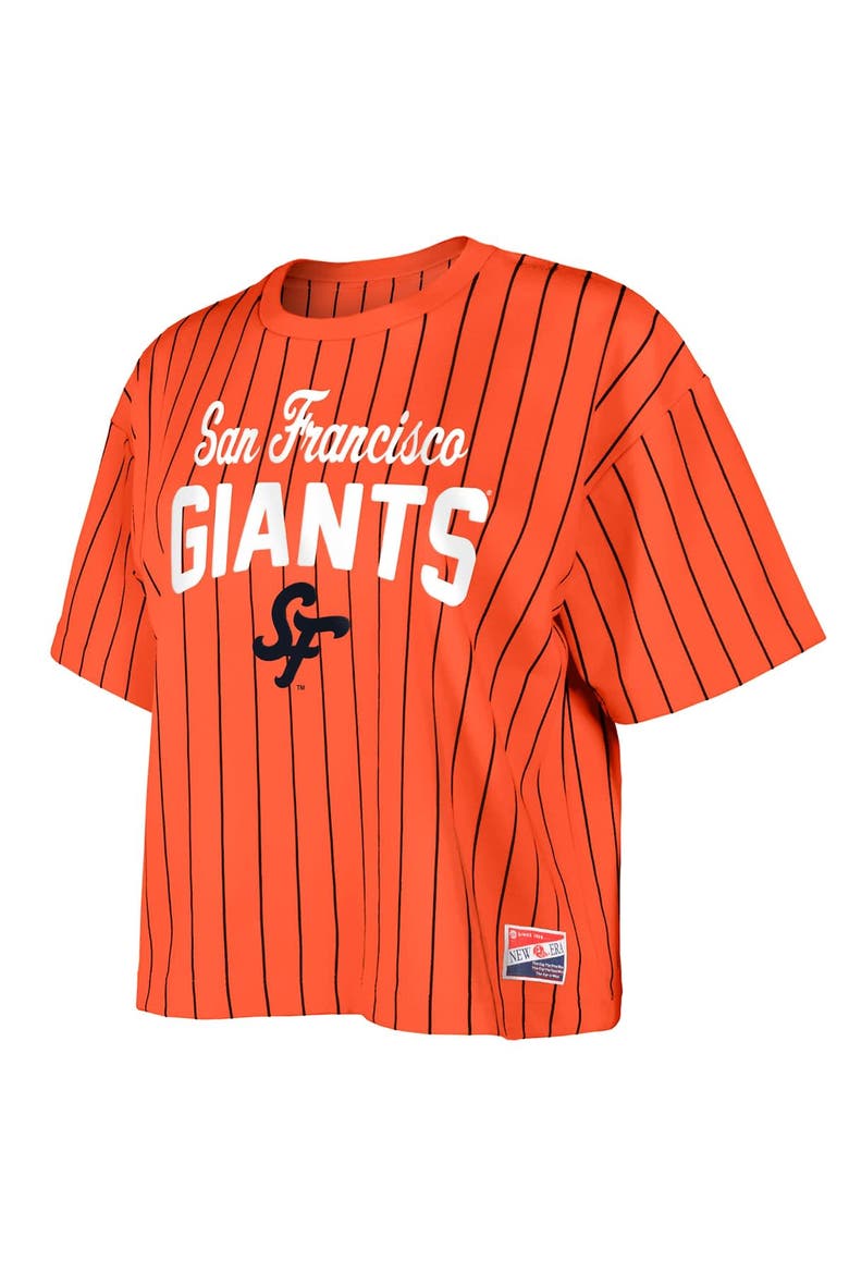 Women's New Era  Orange San Francisco Giants 2025 City Connect Boxy Pinstripe T-Shirt, Alternate, color, Orange