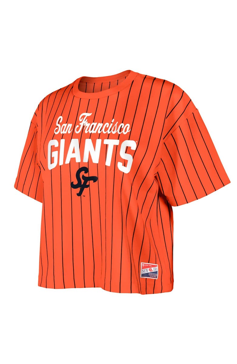 New Era Women's New Era Orange San Francisco Giants 2025 City Connect Boxy Pinstripe T-Shirt, Alternate, color, Orange
