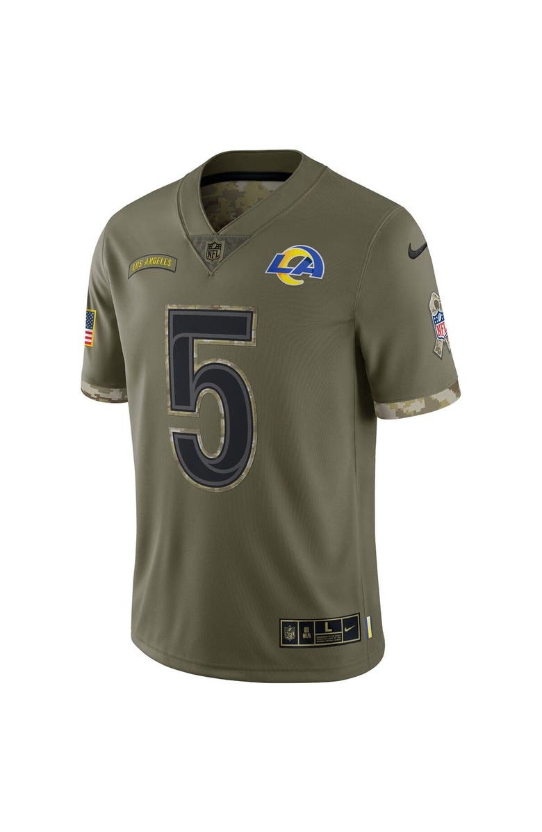 Nike Men's Nike Jalen Ramsey Olive Los Angeles Rams 2022 Salute To Service Limited Jersey, Alternate, color, 