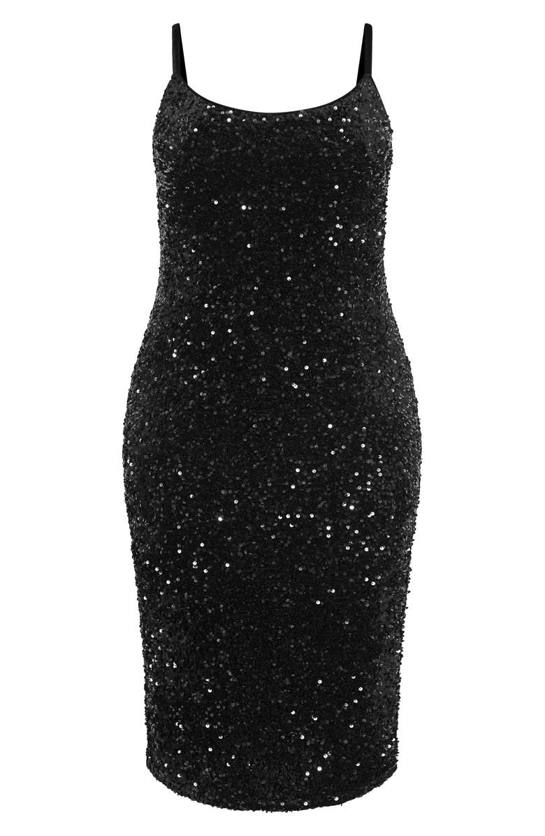 City Chic Solar Sequin Sleeveless Dress, Alternate, color,