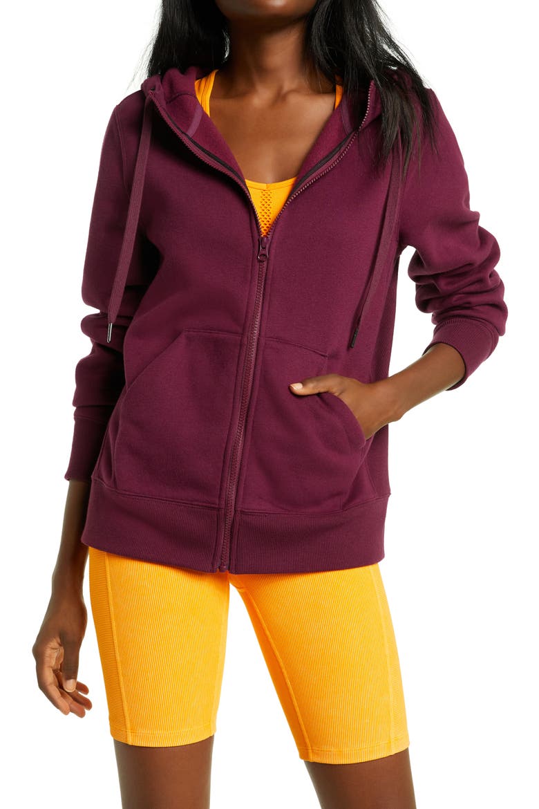 Cara Full Zip Hoodie, Main, color, PURPLE NECTAR